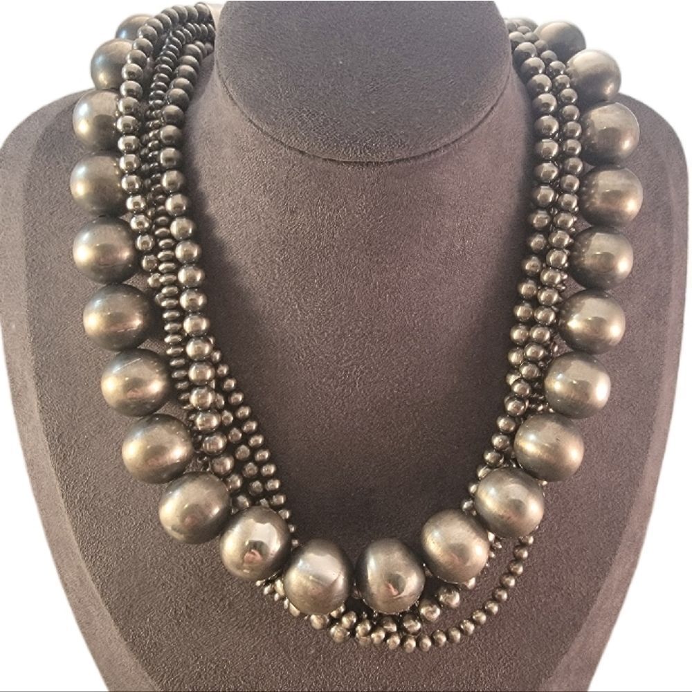 Sterling Six Strand Variable Bead Southwestern Necklace